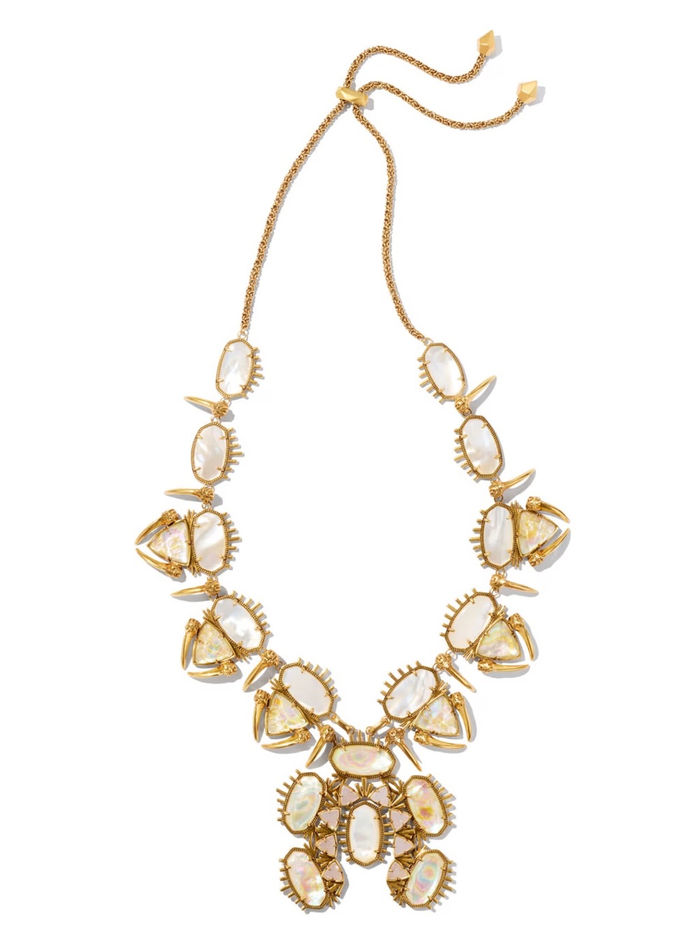 Kendra Scott Gold-Tone Necklace with Iridescent White Stones